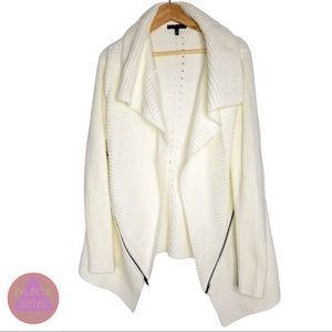 OLIVIA SKY cream drape wrap knit cardigan sweater